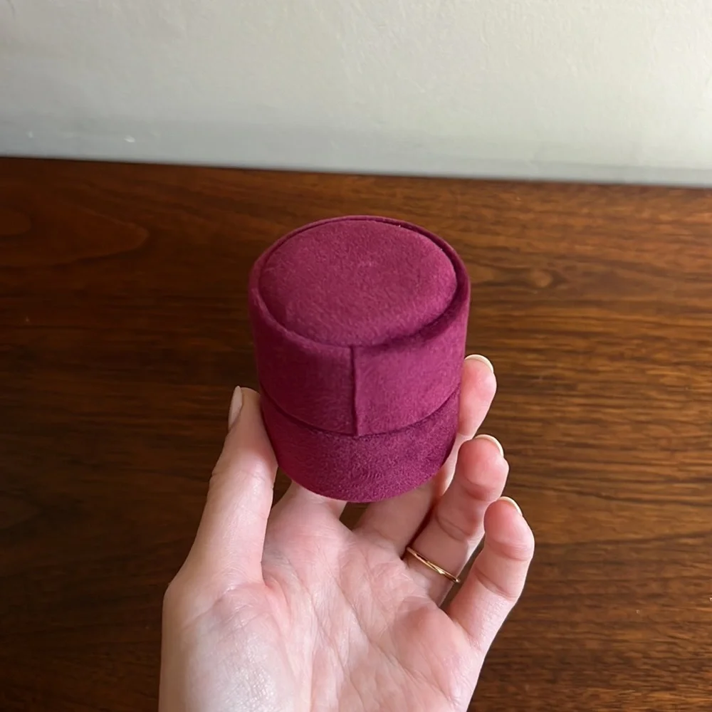 Handmade Burgundy Velvet Ring Box